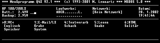 Captura de Q4X - DOS menu program
