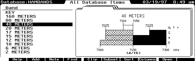 Captura de Ham Radio Band Database